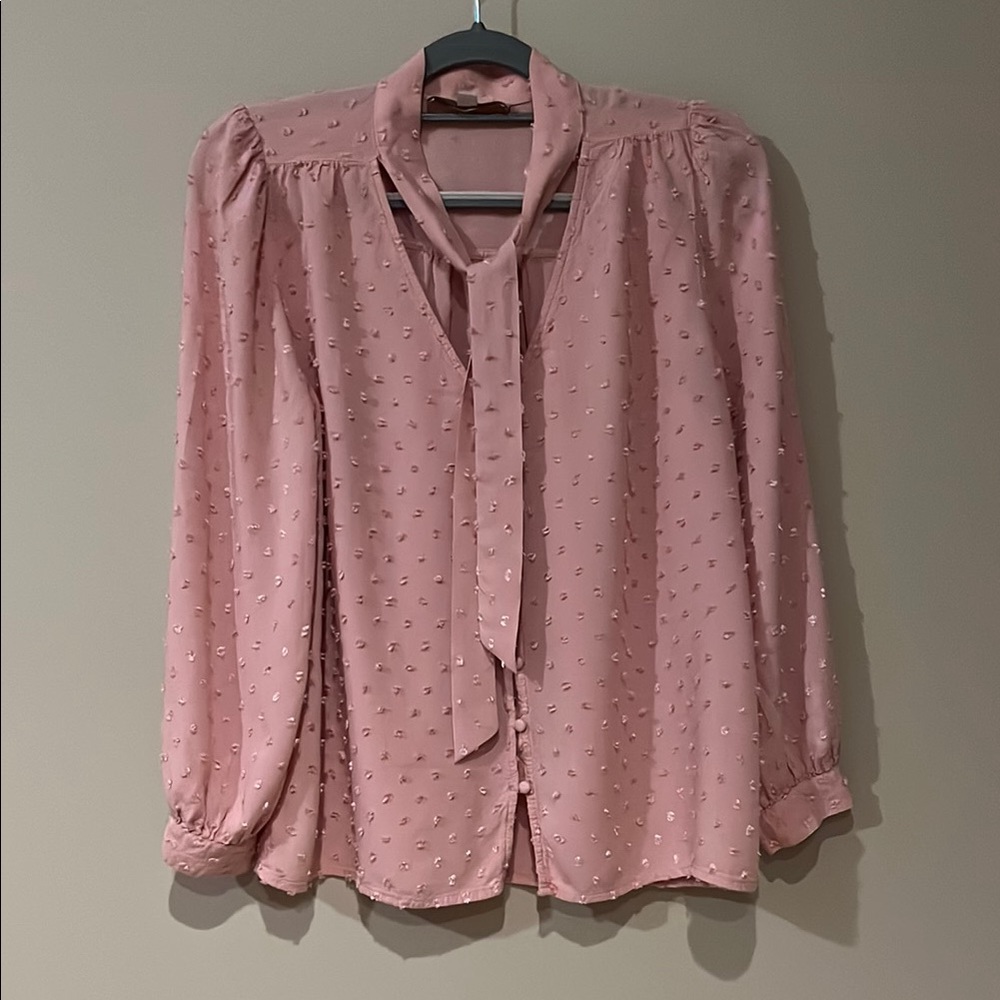 LOFT Pink Blouse with tie neck